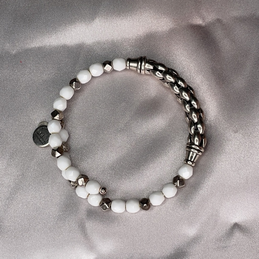 Alex and Ani silver and white beaded bracelet
